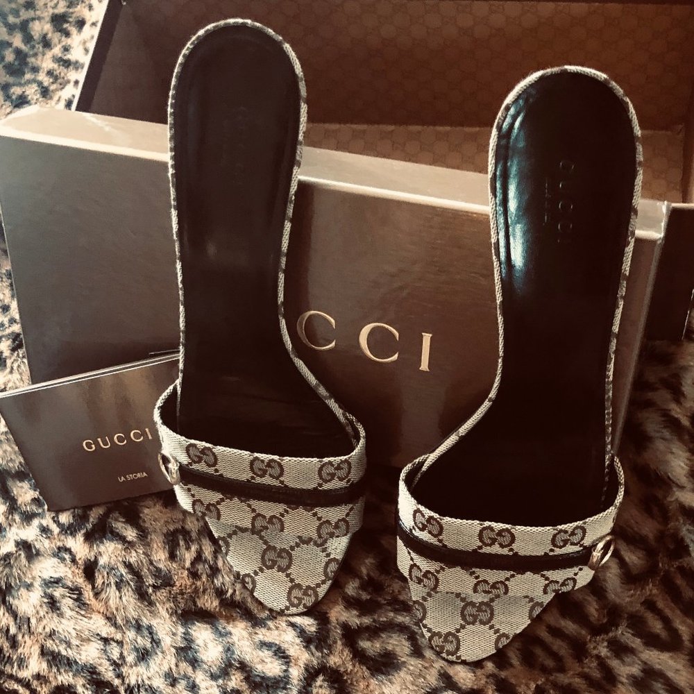 Gucci GG Brown Canvas Sandal